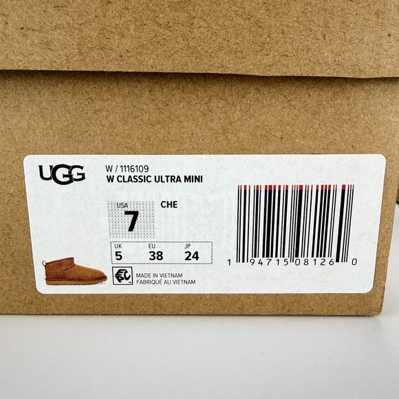 Ugg Empty Box W Classic Ultra Mini Size 7 Suede Beige and Paper Bag Accesories - Picture 2 of 9